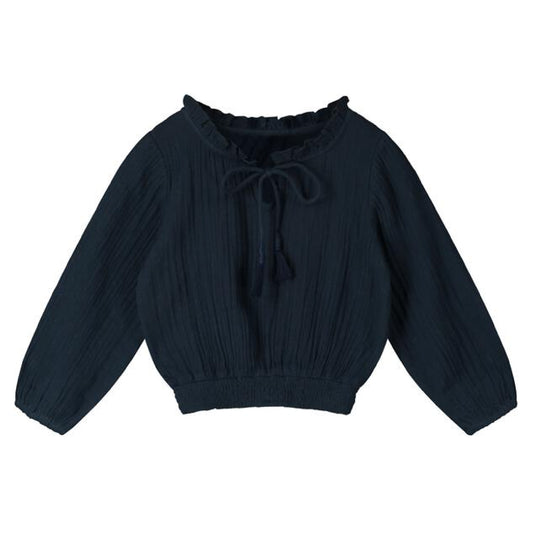 Gauze Navy Blue Blouse