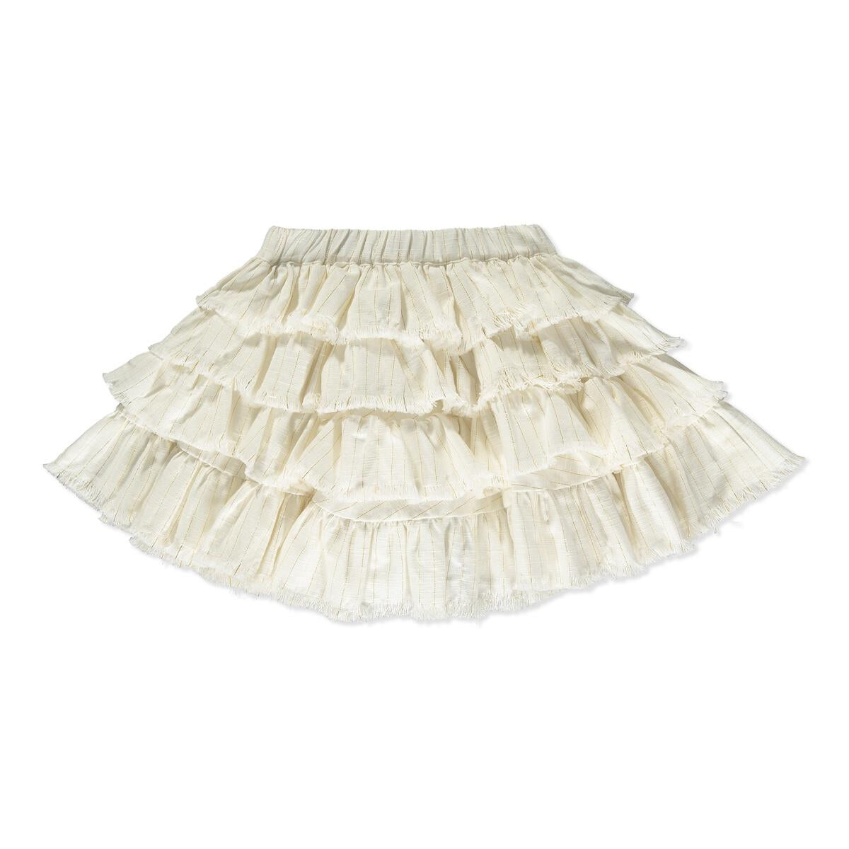 Raw Edge Frill Skirt - Gold Striped