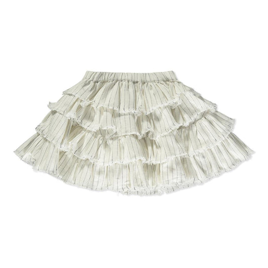 Raw Edge Frill Skirt - Navy Striped